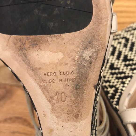 Aquatalia wedge cream leather open toe sandals - Picture 7 of 9